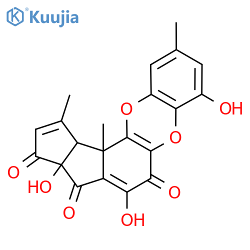 Benzo(b)cyclopent(2,3)indeno(4,5-E)(1,4)dioxin-6,8,9(8ah)-trione, 11a,11b-dihydro-4,7,8a-trihydroxy-2,11,11b-trimethyl- structure