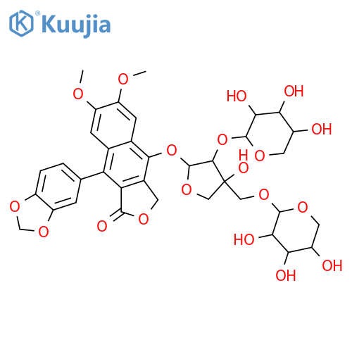 Naphtho[2,3-c]furan-1(3H)-one,9-(1,3-benzodioxol-5-yl)-6,7-dimethoxy-4-[(O-b-D-xylopyranosyl-(1&reg;2)-O-[b-D-xylopyranosyl-(1&reg;5)]-D-apio-b-D-furanosyl)oxy]-(9CI) structure