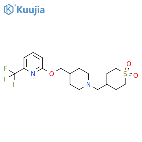 4-{[4-({[6-(Trifluoromethyl)pyridin-2-yl]oxy}methyl)piperidin-1-yl]methyl}-1lambda6-thiane-1,1-dione structure