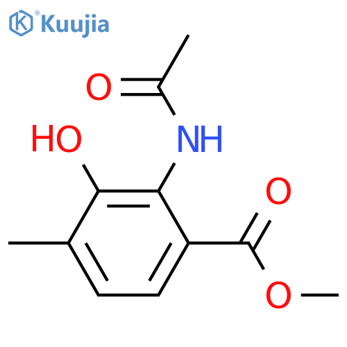 2-Amino-3-hydroxy-4-methylbenzoic acid; N-Ac, Me ester structure