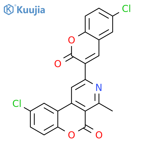 9-chloro-2-(6-chloro-2-oxo-2H-chromen-3-yl)-4-methyl-5H-chromeno3,4-cpyridin-5-one structure
