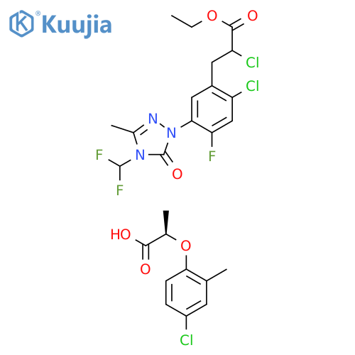 Benzenepropanoic acid,R,2-dichloro-5-[4- (difluoromethyl)-4,5-dihydro-3-methyl-5- oxo-1H-1,2,4-triazol-1-yl]-4-fluoro-,ethyl ester,mixt. with (2R)-2-(4-chloro-2-methylphenoxy) propanoic acid structure