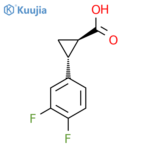 (1R,2R)-2-(3,4-difluorophenyl)cyclopropane-1-carboxylic acid structure