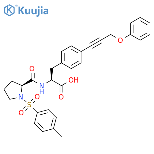 Phenylalanine,1-[(4-methylphenyl)sulfonyl]-L-prolyl-4-(3-phenoxy-1-propynyl)- structure