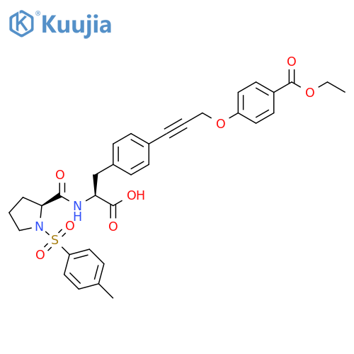 Phenylalanine,1-[(4-methylphenyl)sulfonyl]-L-prolyl-4-[3-[4-(ethoxycarbonyl)phenoxy]-1-propynyl]- structure