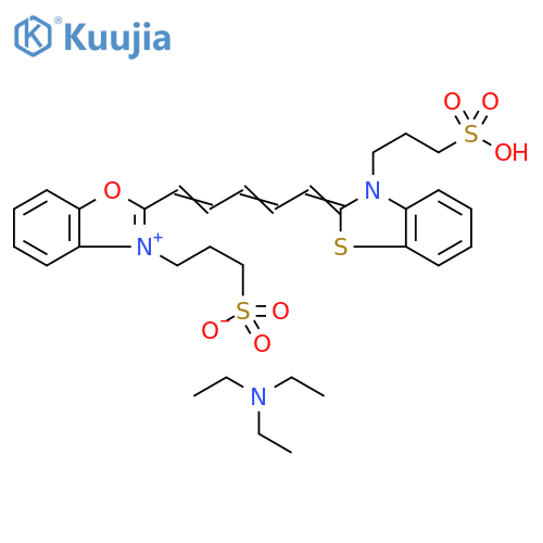 Benzoxazolium, 3-(3-sulfopropyl)-2-[5-[3-(3-sulfopropyl)-2(3H)-benzothiazolylidene]-1,3-pentadienyl]-, inner salt, compd. with N,N-diethylethanamine (1:1) (9CI) structure