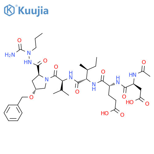 L-Proline, N-acetyl-L-a-aspartyl-D-a-glutamyl-L-isoleucyl-L-valyl-4-(phenylmethoxy)-,5-[2-(aminocarbonyl)-2-propylhydrazide], (4R)- (9CI) structure
