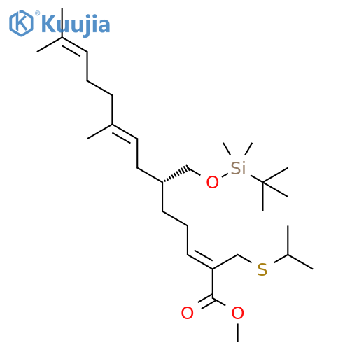 2,8,12-Tetradecatrienoic acid, 6-[[[(1,1-dimethylethyl)dimethylsilyl]oxy]methyl]-9,13-dimethyl-2-[[(1-methylethyl)thio]methyl]-, methyl ester, (2Z,6R,8E)- structure