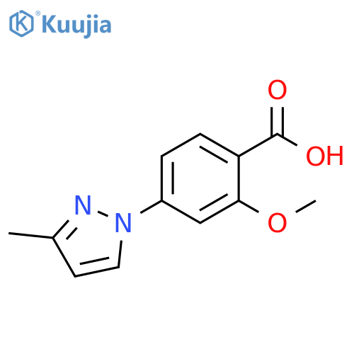 Benzoic acid, 2-methoxy-4-(3-methyl-1H-pyrazol-1-yl)- structure