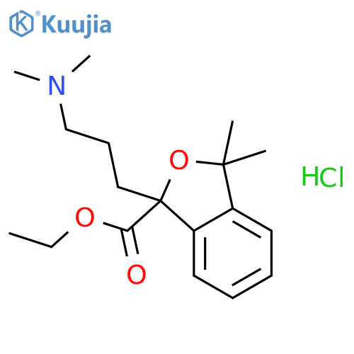 1-Isobenzofurancarboxylicacid, 1-[3-(dimethylamino)propyl]-1,3-dihydro-3,3-dimethyl-, ethyl ester,hydrochloride (1:1) structure