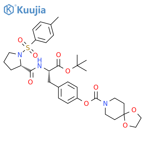 L-Tyrosine, 1-[(4-methylphenyl)sulfonyl]-L-prolyl-, 1,1-dimethylethyl ester, 1,4-dioxa-8-azaspiro[4.5]decane-8-carboxylate (ester) (9CI) structure