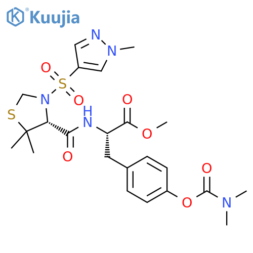 L-Tyrosine, N-[[(4R)-5,5-dimethyl-3-[(1-methyl-1H-pyrazol-4-yl)sulfonyl]-4-thiazolidinyl]carbonyl]-, methyl ester, dimethylcarbamate (ester) (9CI) structure