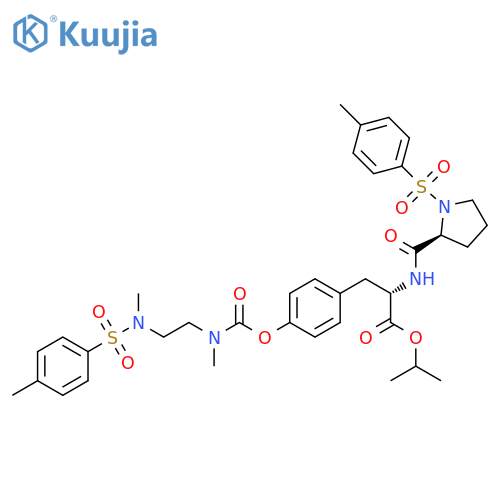 L-Tyrosine, 1-[(4-methylphenyl)sulfonyl]-L-prolyl-, 1-methylethyl ester,methyl[2-[methyl[(4-methylphenyl)sulfonyl]amino]ethyl]carbamate (ester) structure