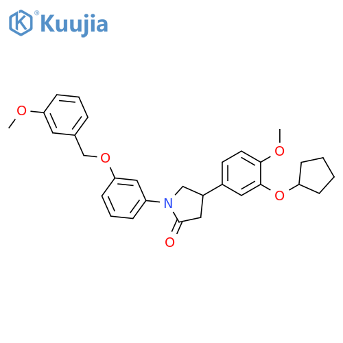 2-Pyrrolidinone,4-[3-(cyclopentyloxy)-4-methoxyphenyl]-1-[3-[(3-methoxyphenyl)methoxy]phenyl]- structure
