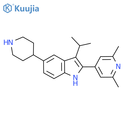 2-(2,6-dimethylpyridin-4-yl)-5-(piperidin-4-yl)-3-(propan-2-yl)-1H-indole structure