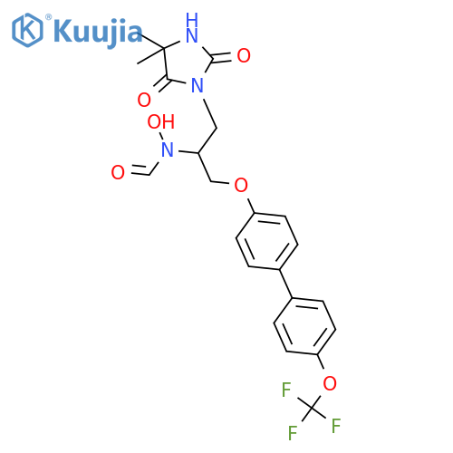 N-[2-(4,4-Dimethyl-2,5-dioxoimidazolidin-1-yl)-1(S)-[4'-(trifluoromethoxy)biphenyl-4-yloxymethyl]ethyl]-N-hydroxyformamide structure