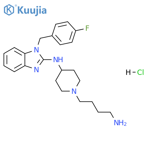 1H-Benzimidazol-2-amine, N-[1-(4-aminobutyl)-4-piperidinyl]-1-[(4-fluorophenyl)methyl]-, hydrochloride (1:1) structure