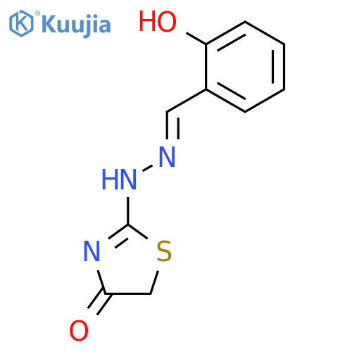 Benzaldehyde, 2-hydroxy-, (4,5-dihydro-4-oxo-2-thiazolyl)hydrazone structure