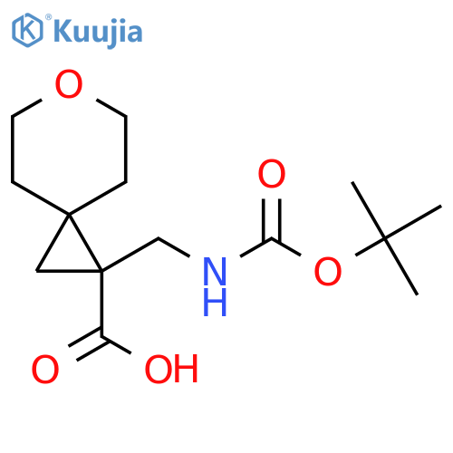 1-{[(tert-Butoxycarbonyl)amino]methyl}-6-oxaspiro[2.5]octane-1-carboxylic acid structure