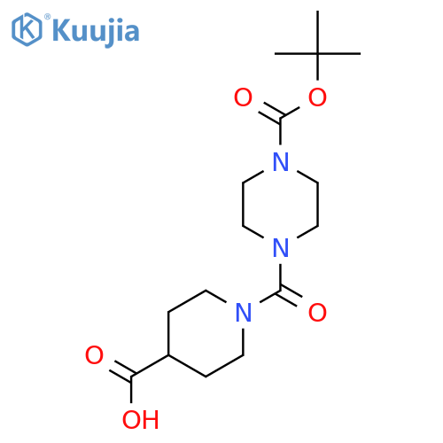 1-{4-(tert-butoxy)carbonylpiperazine-1-carbonyl}piperidine-4-carboxylic acid structure