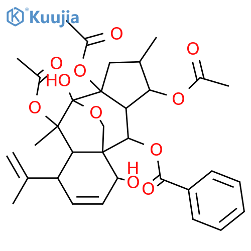 3,5,7,13,15,17-Hexahydroxy-8,10(18)-myrsinadien-14-one; (2β,3β,5α,7β,13β,15β)-form, (17→14)-Acetal, 5-benzoyl, 3,7,15-tri-Ac structure