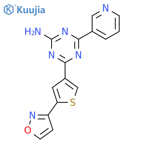 1,3,5-Triazin-2-amine, 4-[5-(3-isoxazolyl)-3-thienyl]-6-(3-pyridinyl)- structure