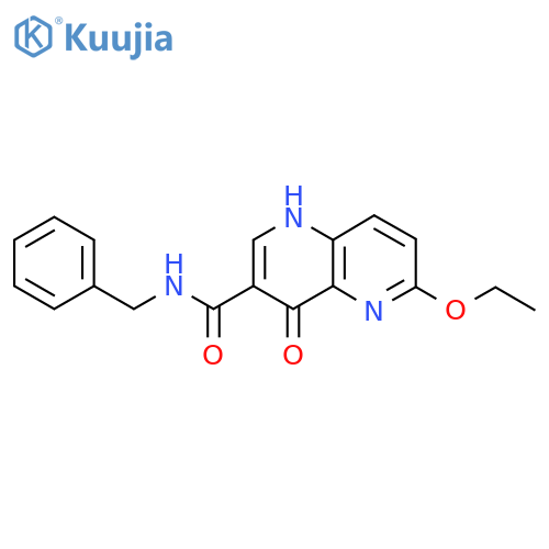 N-benzyl-6-ethoxy-4-oxo-1,4-dihydro-1,5-naphthyridine-3-carboxamide structure