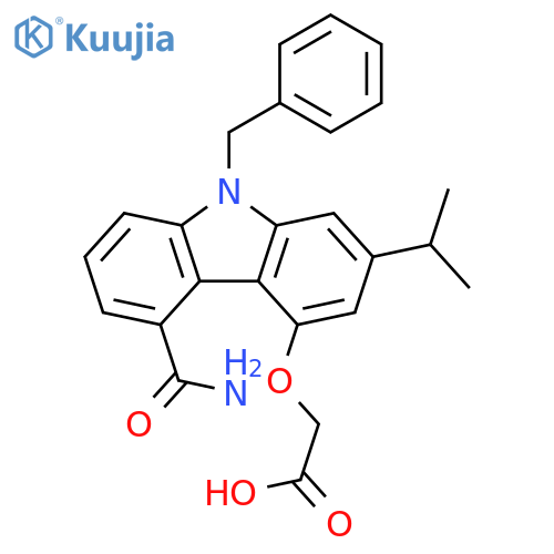 Acetic acid,[[5-(aminocarbonyl)-2-(1-methylethyl)-9-(phenylmethyl)-9H-carbazol-4-yl]oxy]- structure
