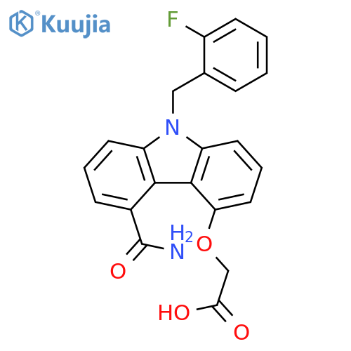 Acetic acid,[[5-(aminocarbonyl)-9-[(2-fluorophenyl)methyl]-9H-carbazol-4-yl]oxy]- structure