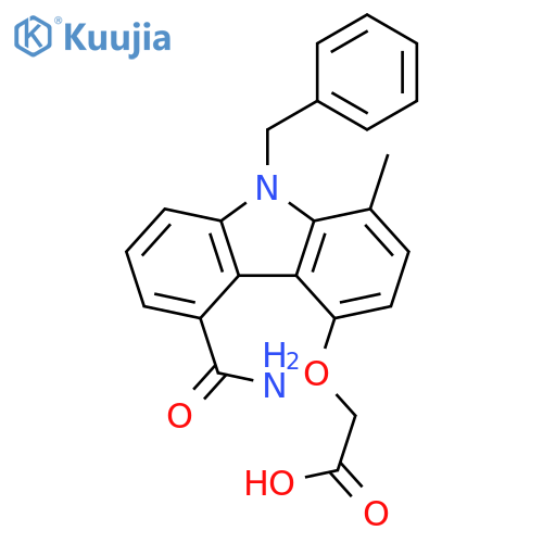 Acetic acid,[[5-(aminocarbonyl)-1-methyl-9-(phenylmethyl)-9H-carbazol-4-yl]oxy]- structure