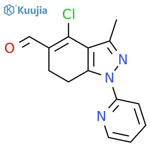 1H-Indazole-5-carboxaldehyde,4-chloro-6,7-dihydro-3-methyl-1-(2-pyridinyl)- structure
