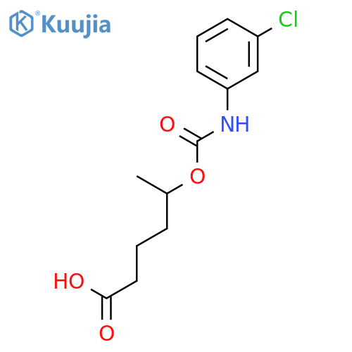 Hexanoic acid, 5-[[[(3-chlorophenyl)amino]carbonyl]oxy]- structure