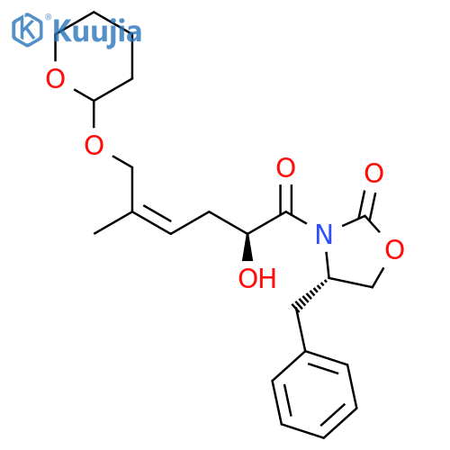 2-Oxazolidinone, 3-[(2S,4Z)-2-hydroxy-5-methyl-1-oxo-6-[(tetrahydro-2H-pyran-2-yl)oxy]-4-hexen-1-yl]-4-(phenylmethyl)-, (4S)- structure