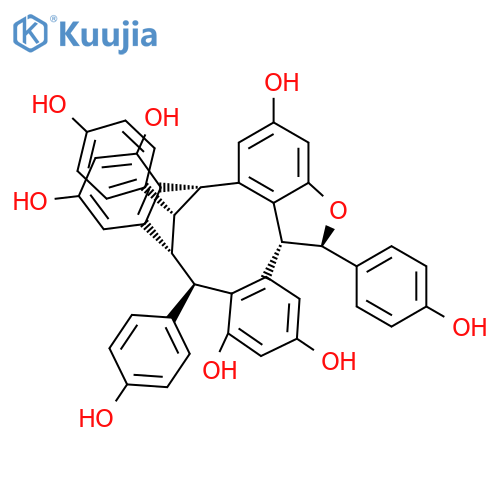 8,13-Methano-2H-dibenzo[5,6:9,10]cyclodeca[1,2,3-cd]benzofuran-4,6,10,12,15-pentol, 2a,7,8,13-tetrahydro-2,7,17-tris(4-hydroxyphenyl)-, (2R,2aR,7R,8R,13S,17S)-rel- structure