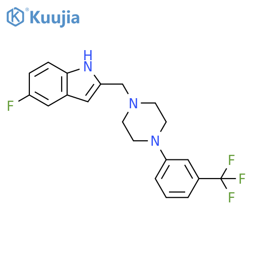 1H-Indole, 5-fluoro-2-[[4-[3-(trifluoromethyl)phenyl]-1-piperazinyl]methyl]- structure