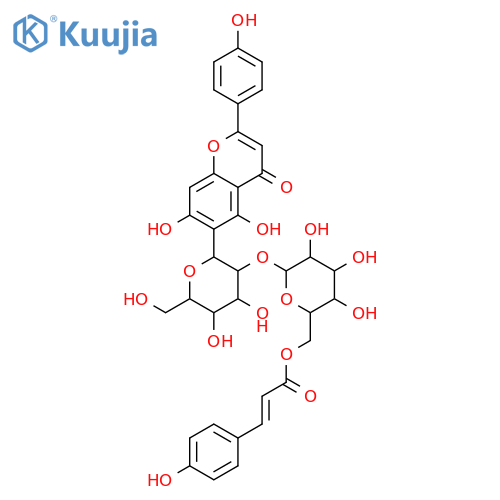 4H-1-Benzopyran-4-one, 5,7-dihydroxy-2-(4-hydroxyphenyl)-6-[2-O-[6-O-[(2E)-3-(4-hydroxyphenyl)-1-oxo-2-propen-1-yl]-β-D-glucopyranosyl]-β-D-glucopyranosyl]- structure