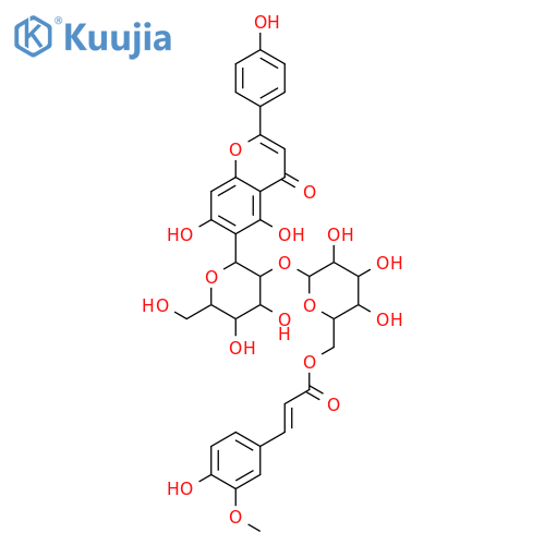 4H-1-Benzopyran-4-one, 5,7-dihydroxy-6-[2-O-[6-O-[(2E)-3-(4-hydroxy-3-methoxyphenyl)-1-oxo-2-propen-1-yl]-β-D-glucopyranosyl]-β-D-glucopyranosyl]-2-(4-hydroxyphenyl)- structure