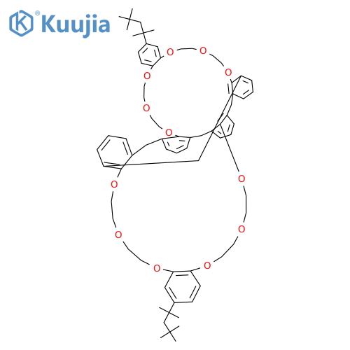 12,45-Bis(2,4,4-trimethylpentan-2-yl)-3,6,9,16,19,22,36,39,42,49,52,55-dodecaoxanonacyclo[32.32.1.124,57.02,63.010,15.023,28.030,35.043,48.056,61]octahexaconta-1(66),2(63),10(15),11,13,23,25,27,30(35),31,33,43(48),44,46,56,58,60,64-octadecaene structure