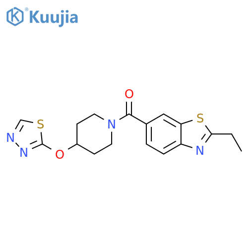 2-ethyl-6-4-(1,3,4-thiadiazol-2-yloxy)piperidine-1-carbonyl-1,3-benzothiazole structure