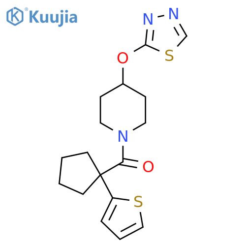 4-(1,3,4-thiadiazol-2-yloxy)-1-[1-(thiophen-2-yl)cyclopentanecarbonyl]piperidine structure