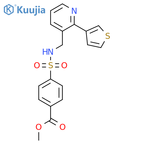 methyl 4-({2-(thiophen-3-yl)pyridin-3-ylmethyl}sulfamoyl)benzoate structure