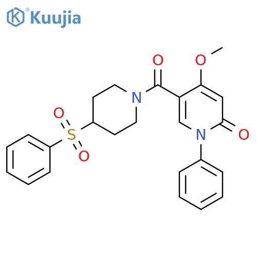5-4-(benzenesulfonyl)piperidine-1-carbonyl-4-methoxy-1-phenyl-1,2-dihydropyridin-2-one structure