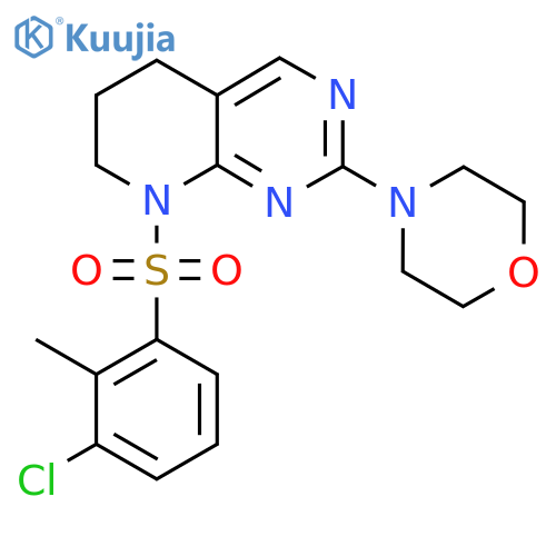 4-8-(3-chloro-2-methylbenzenesulfonyl)-5H,6H,7H,8H-pyrido2,3-dpyrimidin-2-ylmorpholine structure