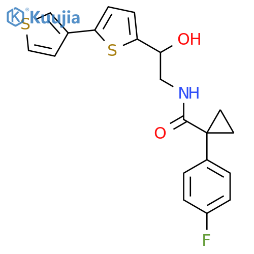 N-(2-{2,3'-bithiophene-5-yl}-2-hydroxyethyl)-1-(4-fluorophenyl)cyclopropane-1-carboxamide structure