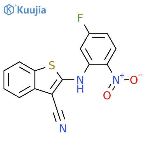 Benzo[b]thiophene-3-carbonitrile, 2-[(5-fluoro-2-nitrophenyl)amino]- structure