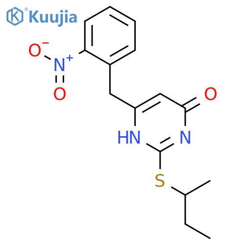 4(1H)-Pyrimidinone, 2-[(1-methylpropyl)thio]-6-[(2-nitrophenyl)methyl]- structure