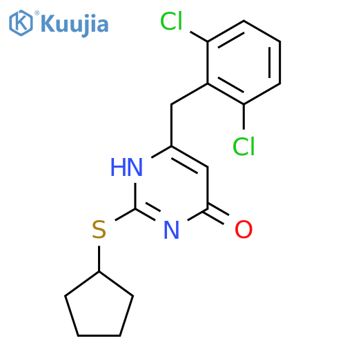 4(1H)-Pyrimidinone, 2-(cyclopentylthio)-6-[(2,6-dichlorophenyl)methyl]- structure