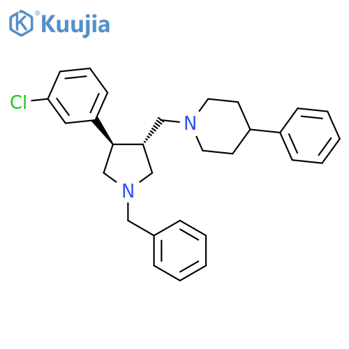 Piperidine, 1-[[(3R,4R)-4-(3-chlorophenyl)-1-(phenylmethyl)-3-pyrrolidinyl]methyl]-4-phenyl-, rel- structure
