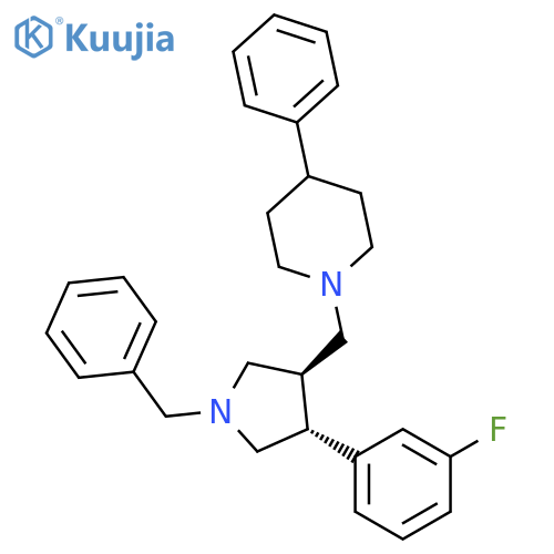 Piperidine, 1-[[(3R,4R)-4-(3-fluorophenyl)-1-(phenylmethyl)-3-pyrrolidinyl]methyl]-4-phenyl-, rel- structure