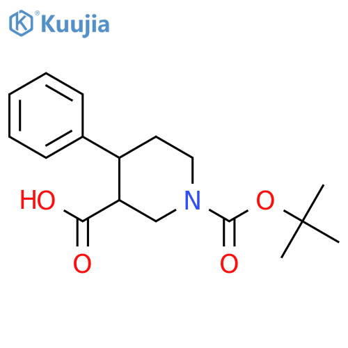 1-(tert-Butoxycarbonyl)-4-phenylpiperidine-3-carboxylic acid structure